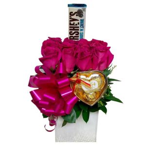Cubo Rosas Y Chocolates